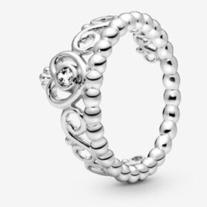 Pandora Princess Tiara Crown Ring sterling silver cubic zirconia 925 silver Sz 6